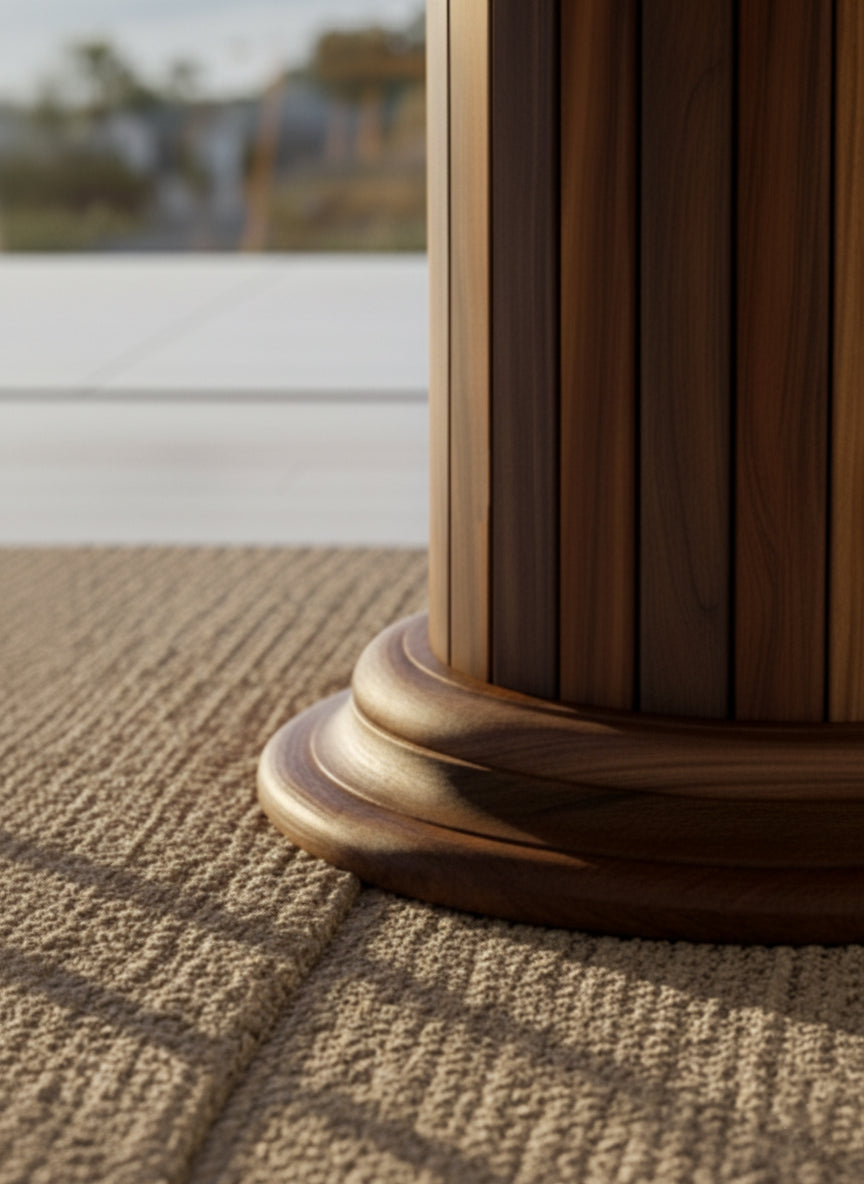 Round Solid Wood Dining Table with Drum Pedestal – image 5
