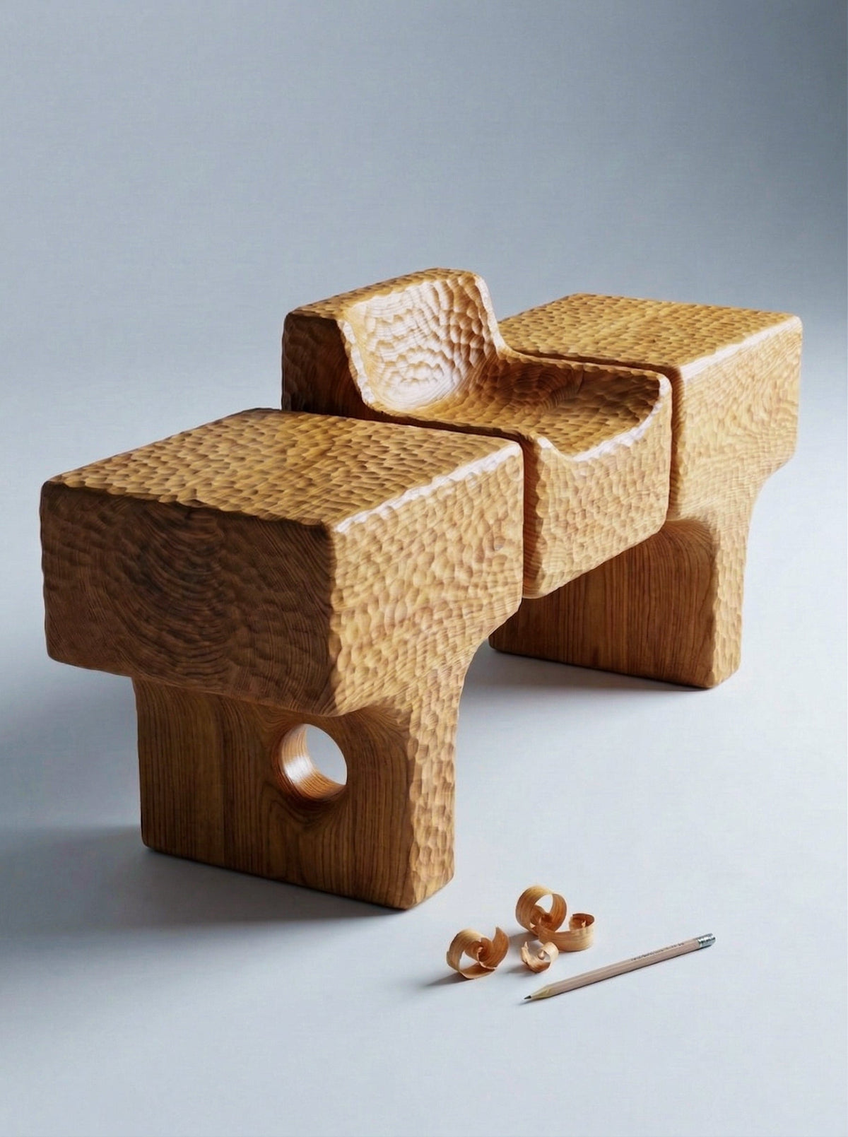 Hand-Carved Solid Oak Geometric Dining Table – image 5