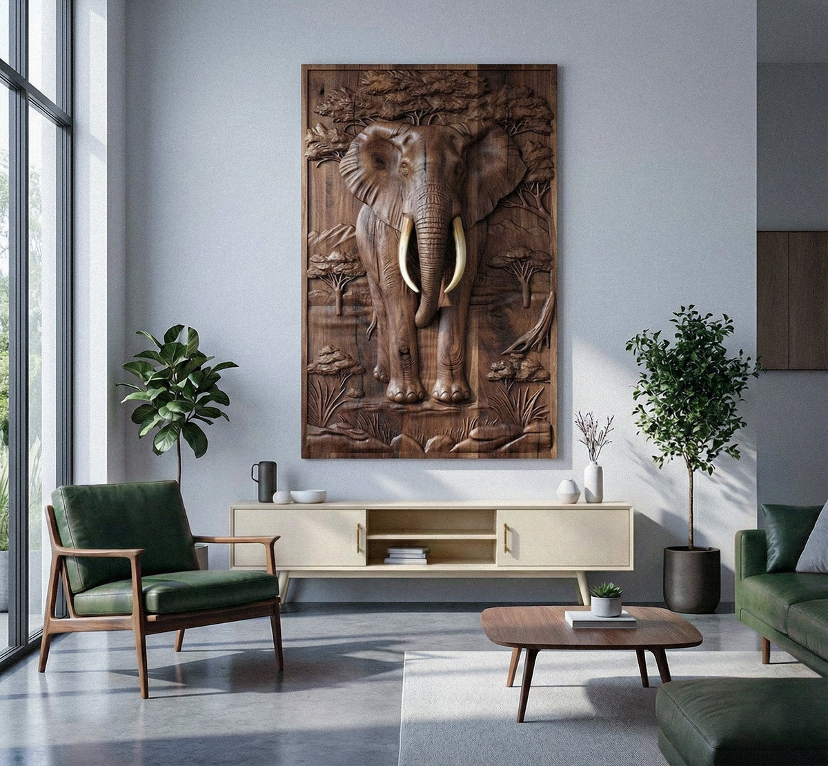 African Elephant 3D Wood Wall Relief – image 18
