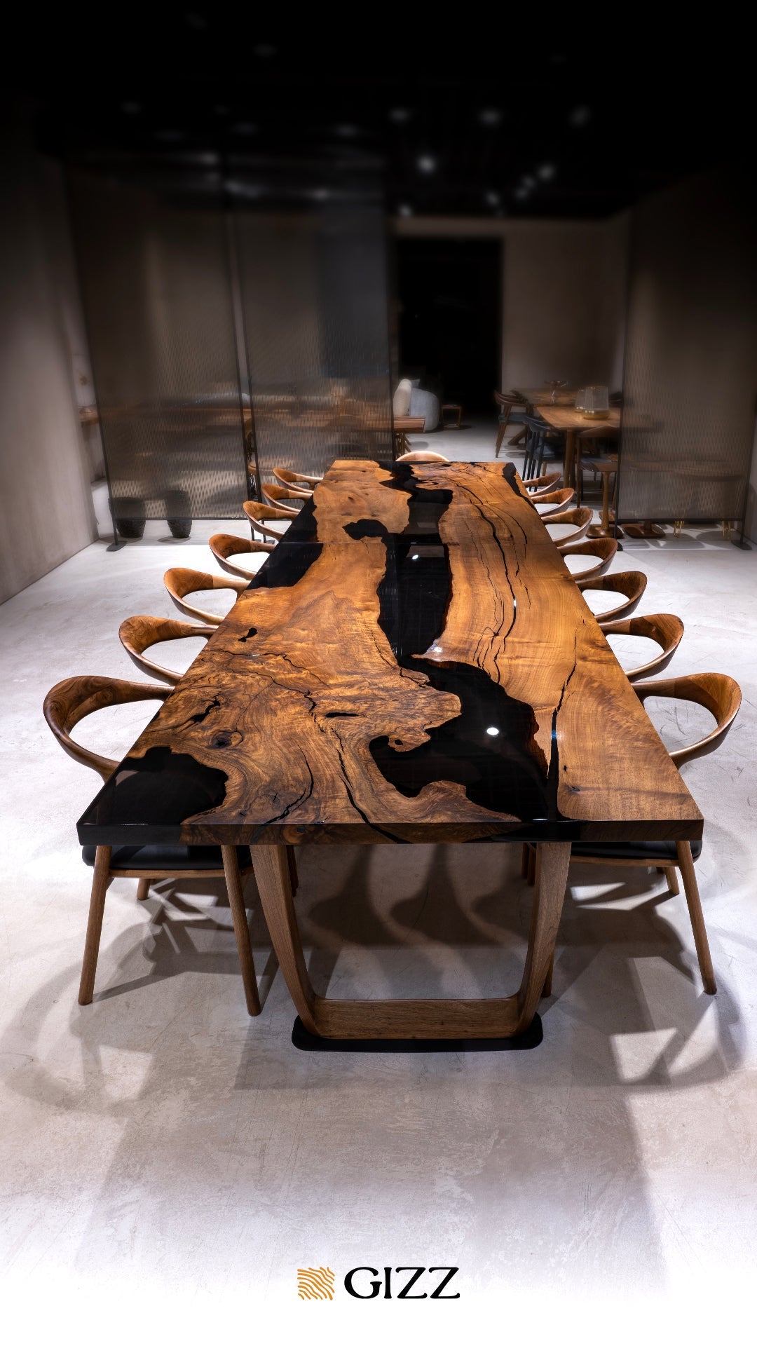 Walnut Epoxy River Dining Table with Wooden Legs – image 3