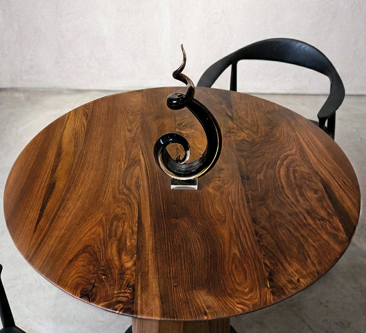 Round Walnut Dining Table with Modern Pedestal Base – image 6