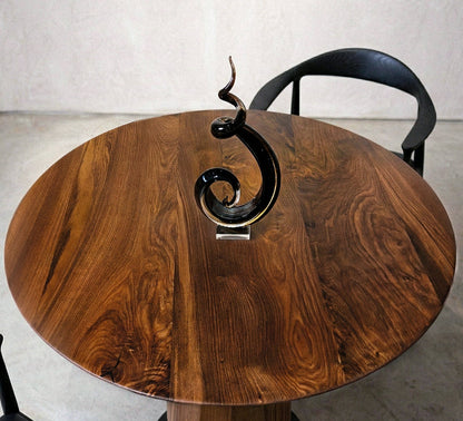 Round Walnut Dining Table with Modern Pedestal Base – image 6