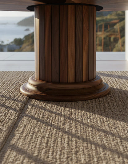 Round Solid Wood Dining Table with Drum Pedestal – image 4