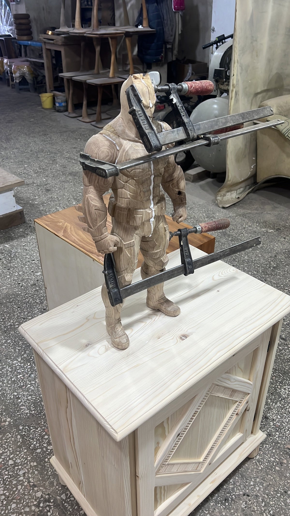 Armored Hero Solid Wood Sculpture – image 11