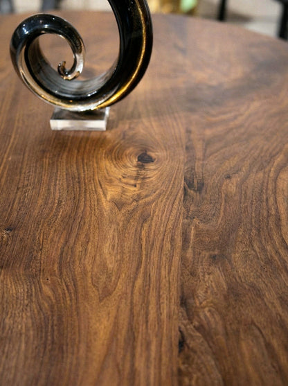 Round Walnut Dining Table with Modern Pedestal Base – image 4