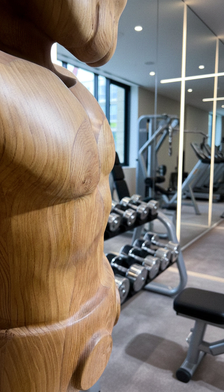 Muscular Wood Figure for Gym and Fitness Decor – image 5