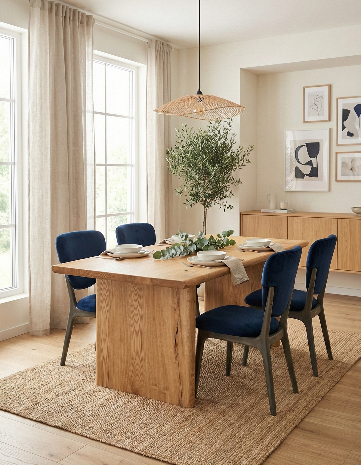 Minimal Chestnut Wood Dining Table – image 3