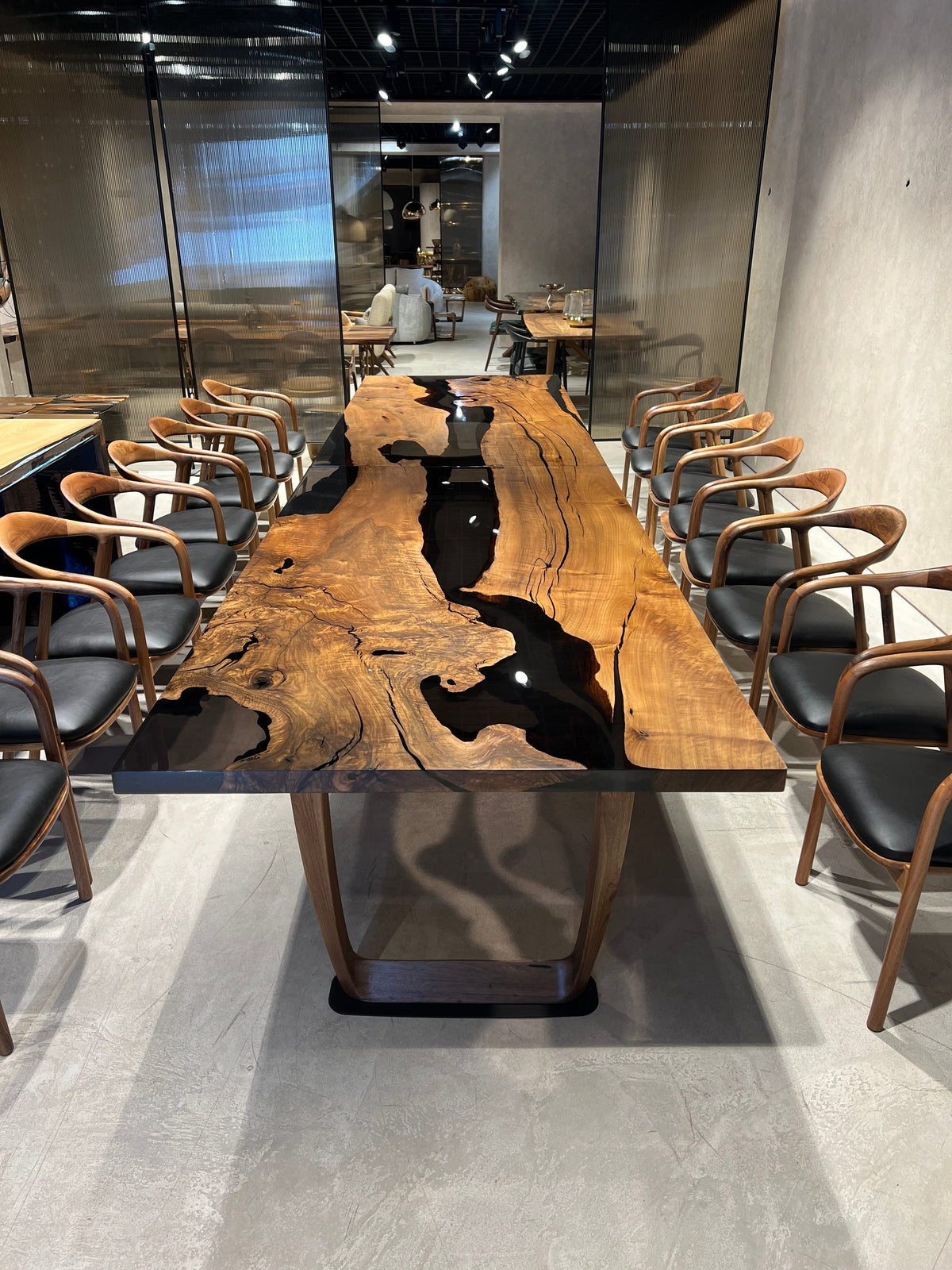 Walnut Epoxy River Dining Table with Wooden Legs – image 10