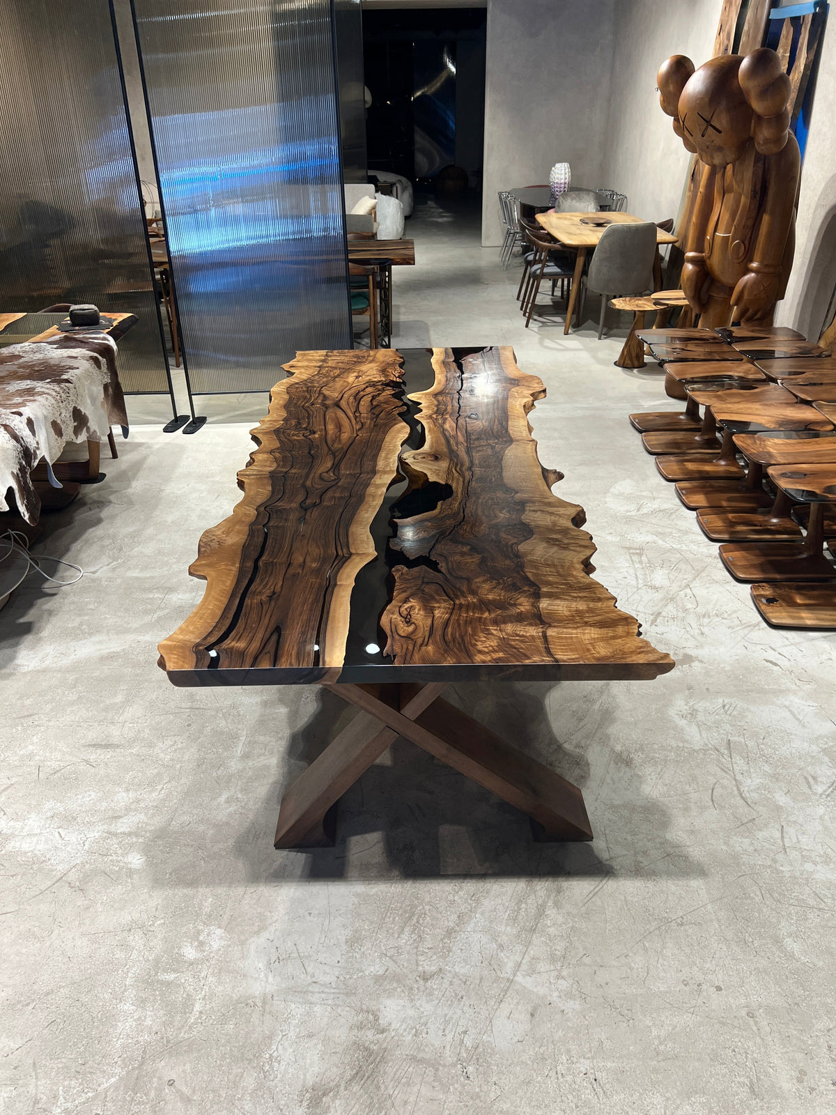Live-Edge Walnut and Epoxy River Dining Table – image 4