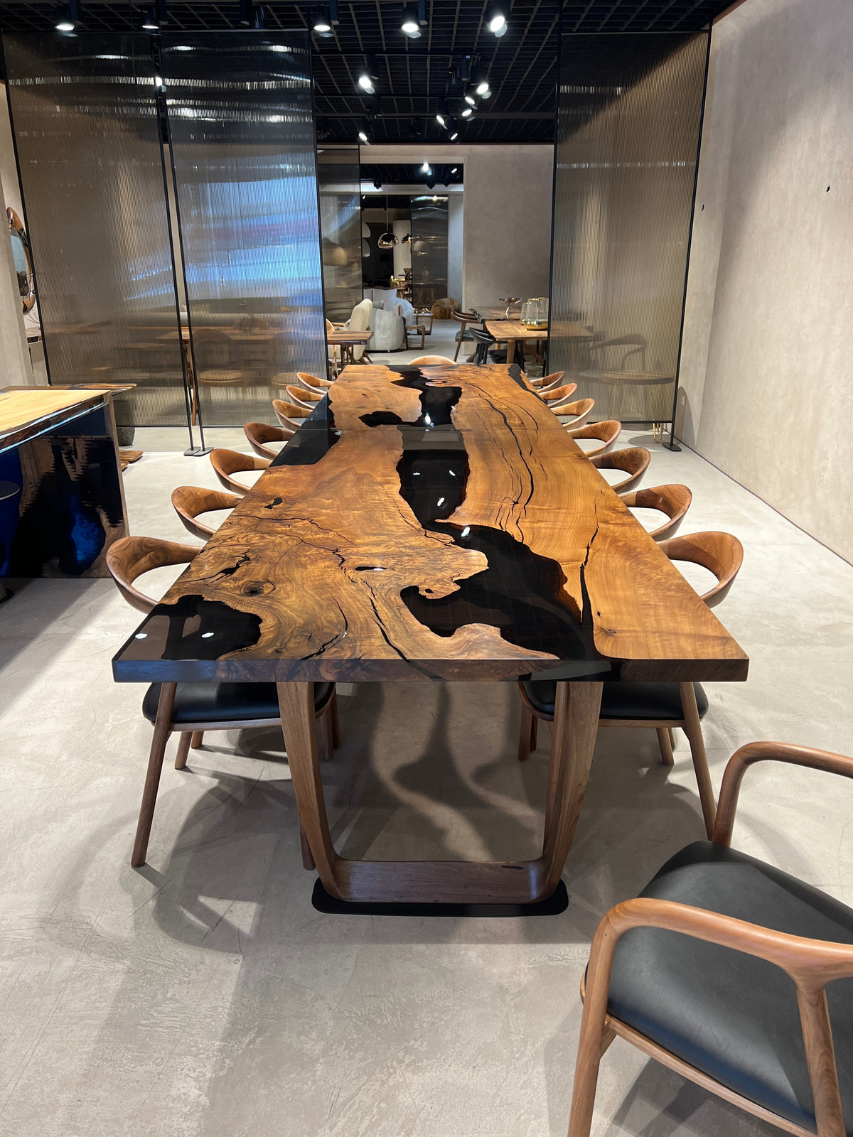 Walnut Epoxy River Dining Table with Wooden Legs – image 8