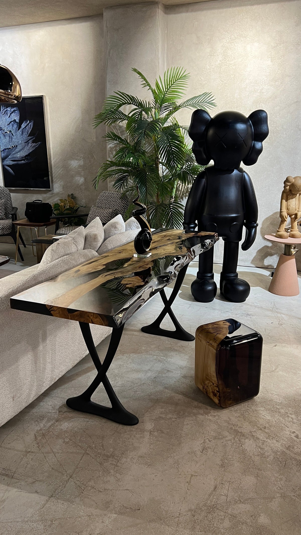 Live-Edge Linden Wood and Resin Console Table – image 3