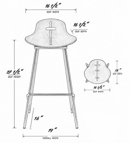 Sculpted Wood Wing Counter and Bar Stool – image 5