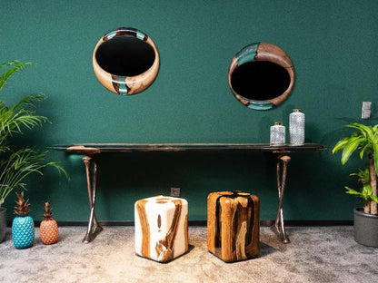 Walnut and Epoxy Resin Wall Mirror – image 6