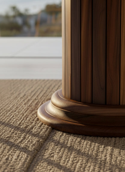 Round Solid Wood Dining Table with Drum Pedestal – image 5