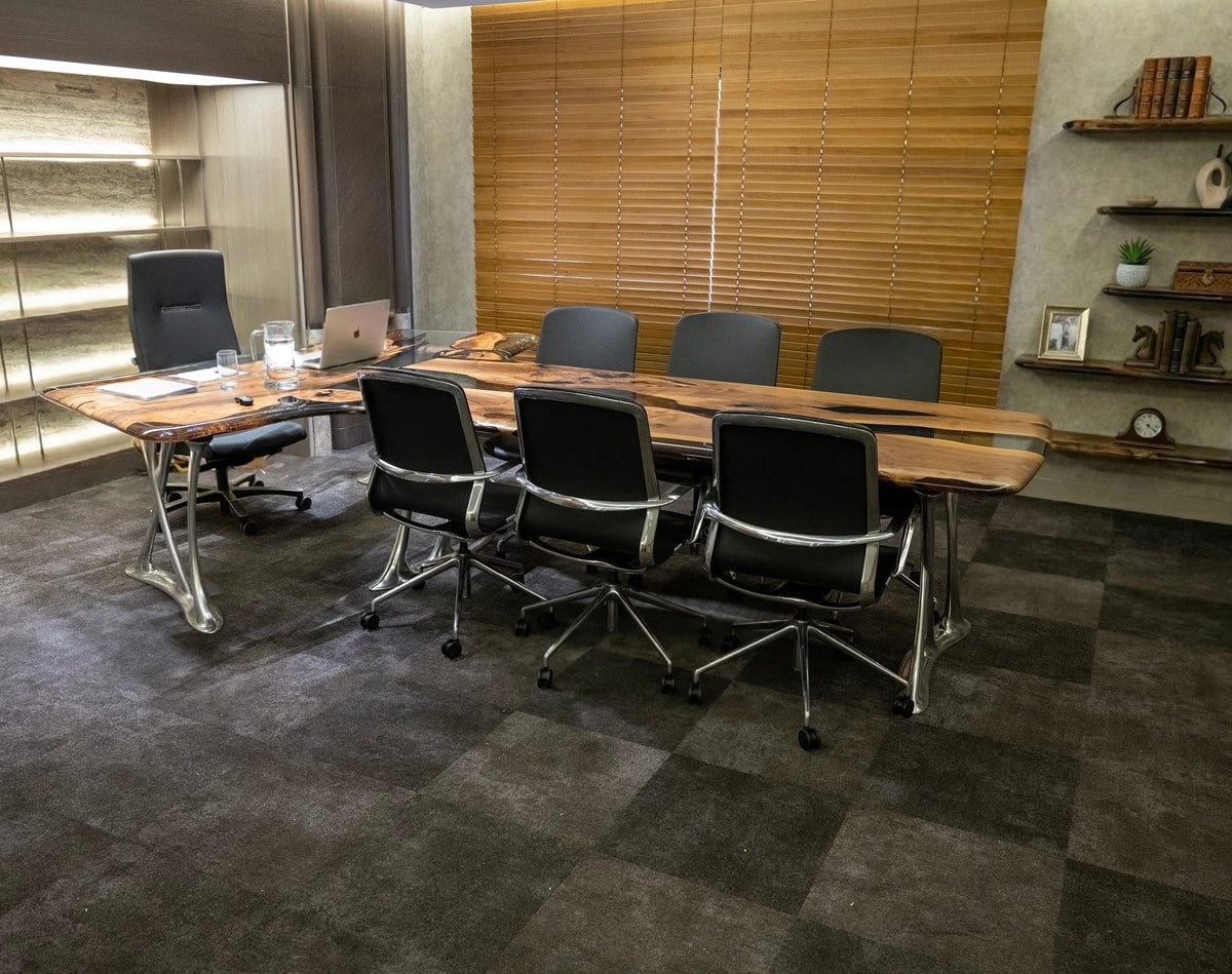 D-Shaped Walnut and Epoxy Executive Desk – image 7