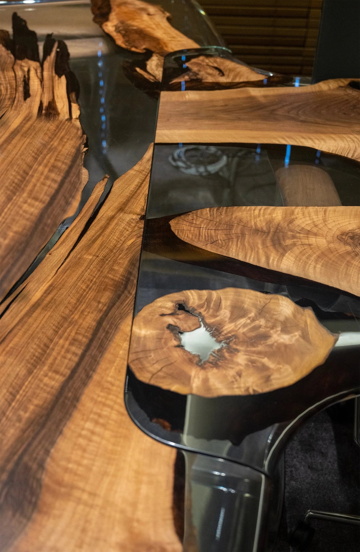 D-Shaped Walnut and Epoxy Executive Desk – image 10