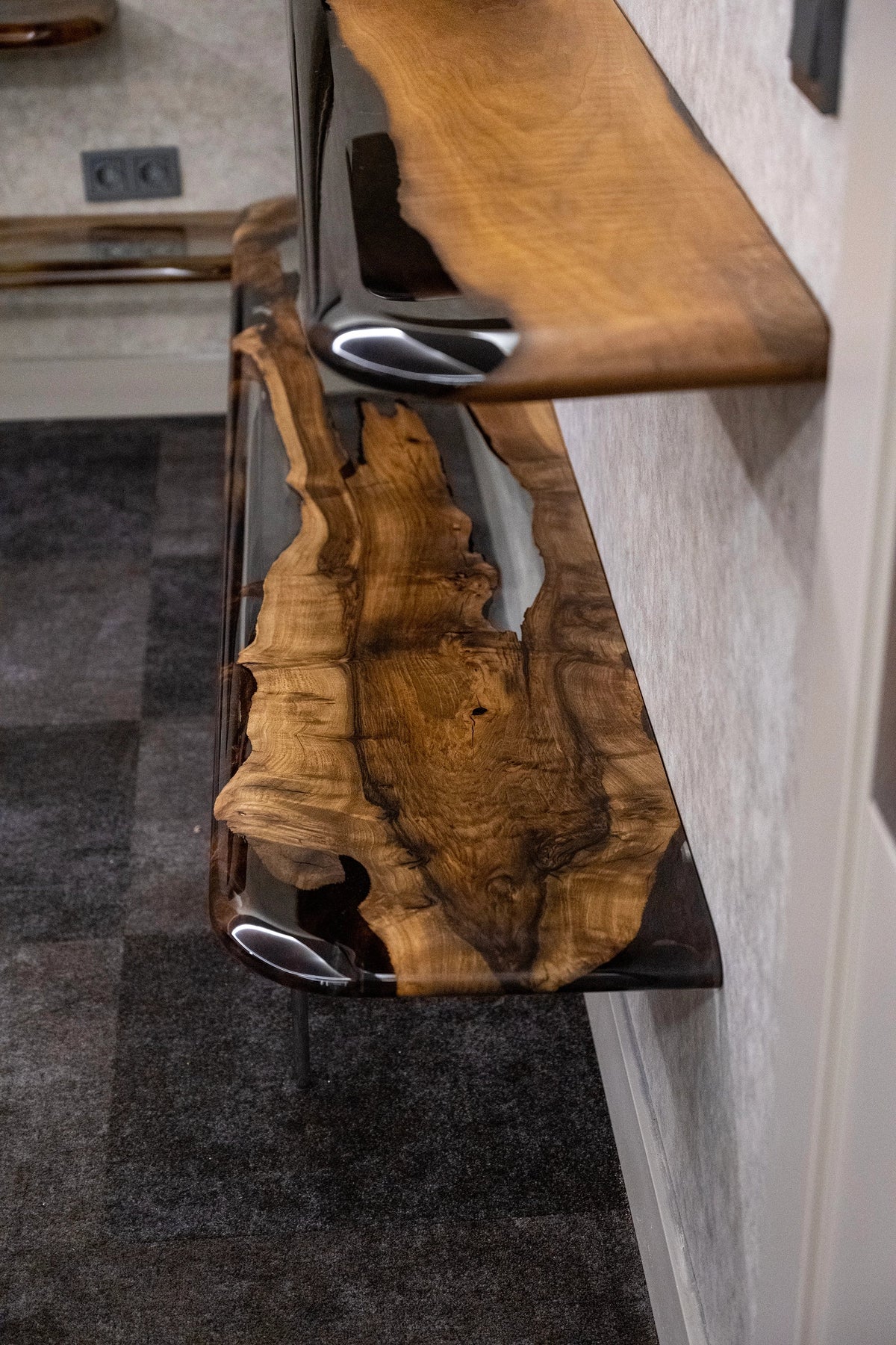 D-Shaped Walnut and Epoxy Executive Desk – image 14