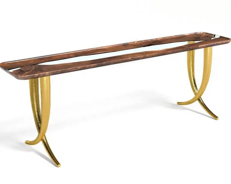 Walnut and Epoxy Console Table with Sculptural Base – image 13
