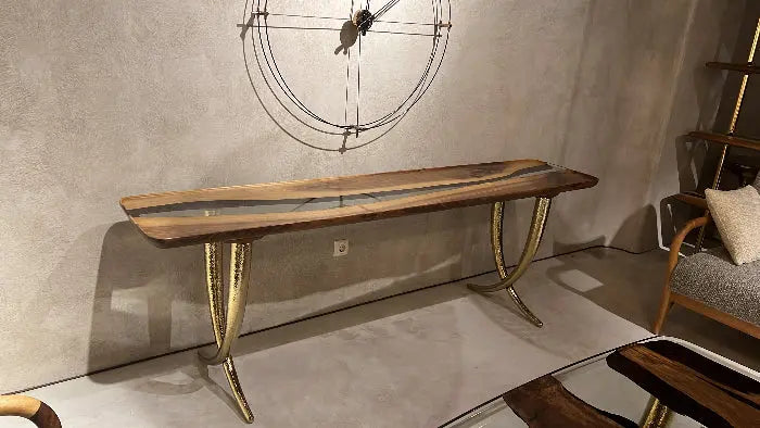 Walnut and Epoxy Console Table with Sculptural Base – image 8
