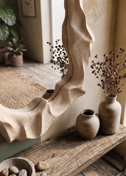 Organic Microcement Wabi-Sabi Wall Mirror – image 2