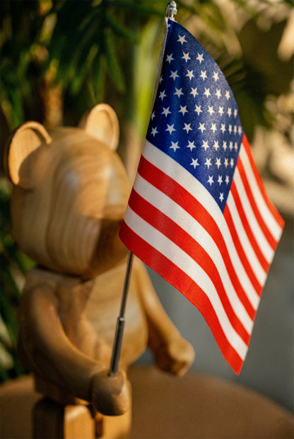 Handcrafted Wood Bear Sculpture with American Flag – image 5
