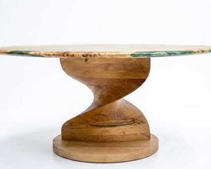 Round Mapa Burl and Epoxy Table with Vortex Base – image 14