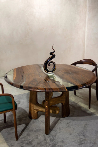 Sculptural Walnut and Epoxy Round Dining Table – image 4