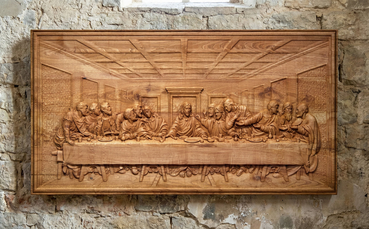 Hand-Carved Last Supper Wood Relief – image 2