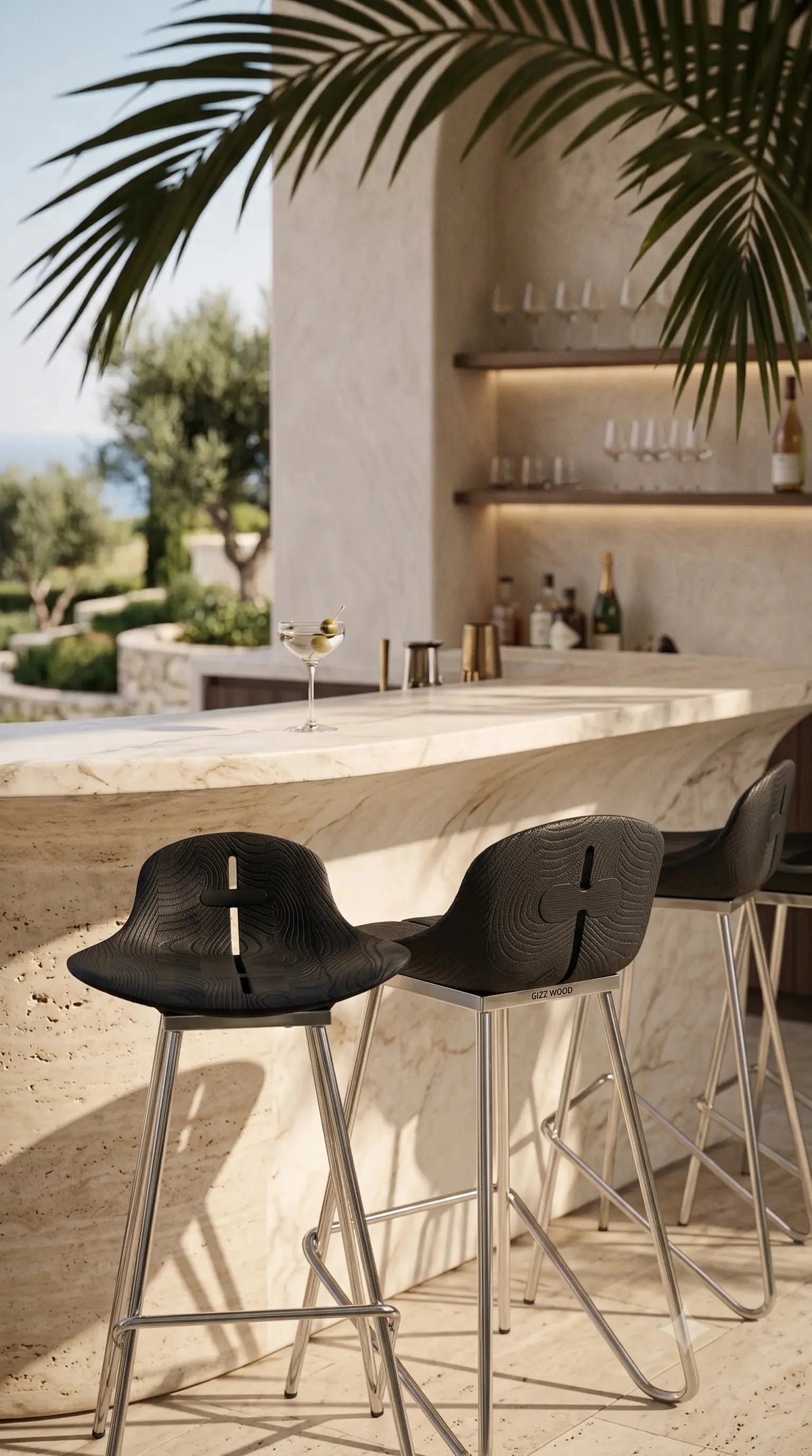 Sculpted Wood Wing Counter and Bar Stool – image 7