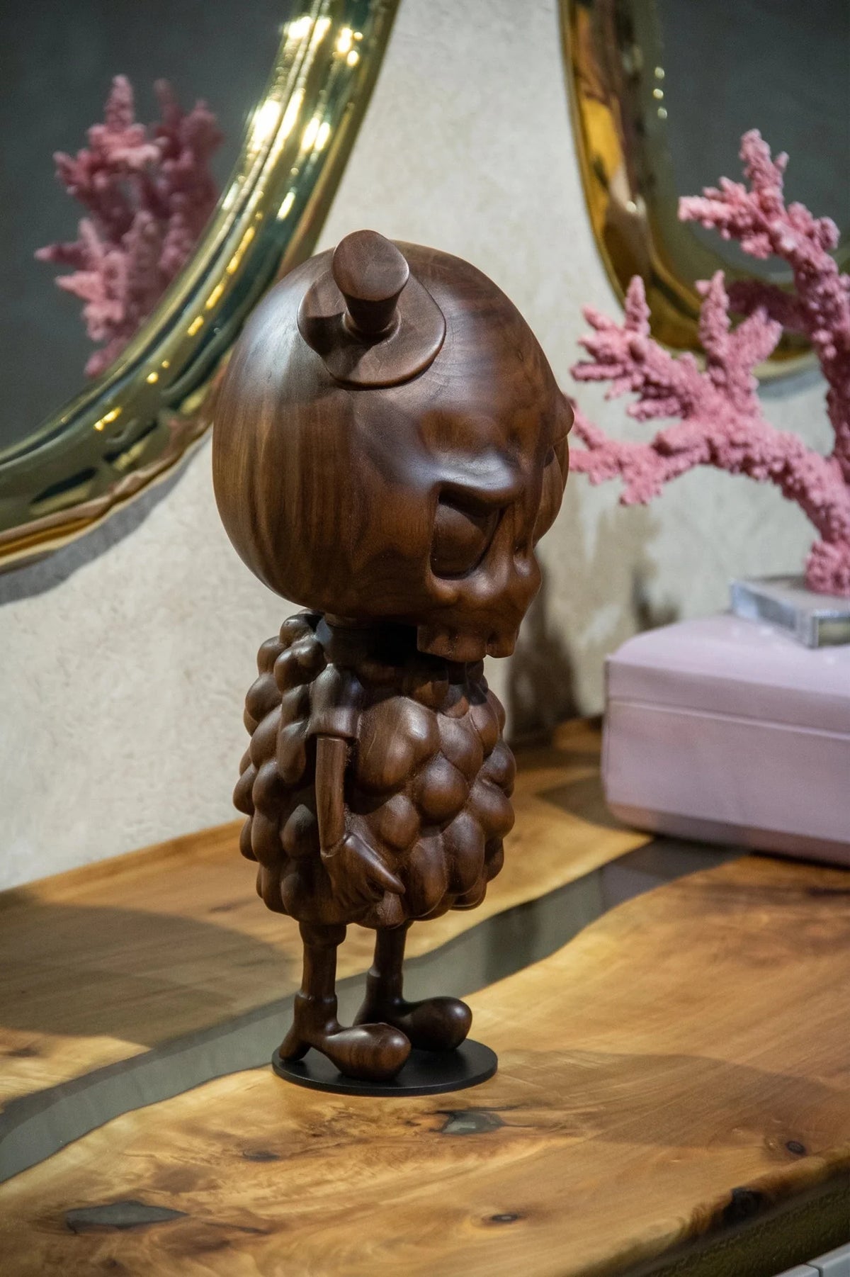 Handcrafted 15-inch Walnut Character Sculpture – image 4
