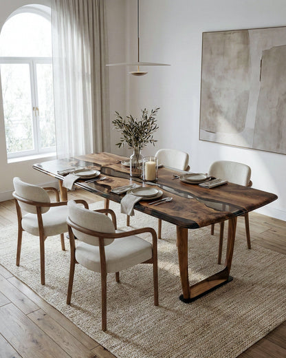 Walnut Epoxy River Dining Table with Wooden Legs – image 2