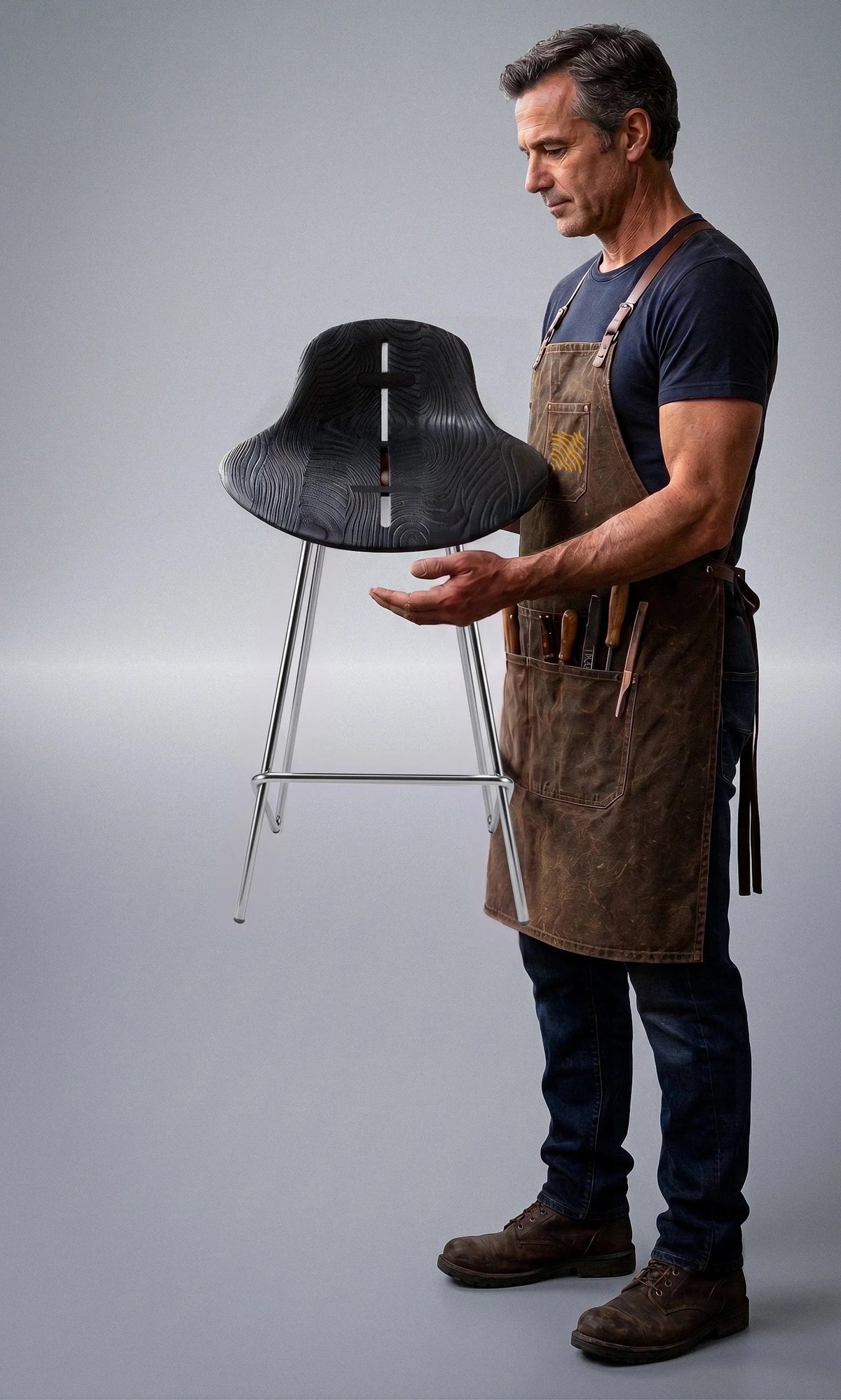 Sculpted Wood Wing Counter and Bar Stool – image 8