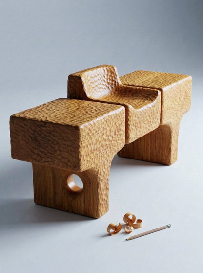 Hand-Carved Solid Oak Geometric Dining Table – image 5
