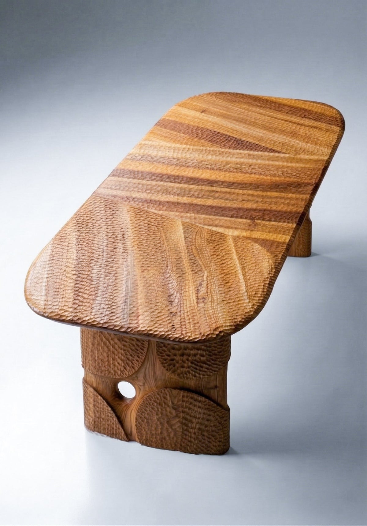 Hand-Carved Solid Oak Geometric Dining Table – image 4