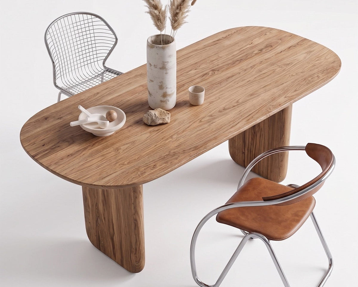 Oval Chestnut Wood Dining Table – image 1