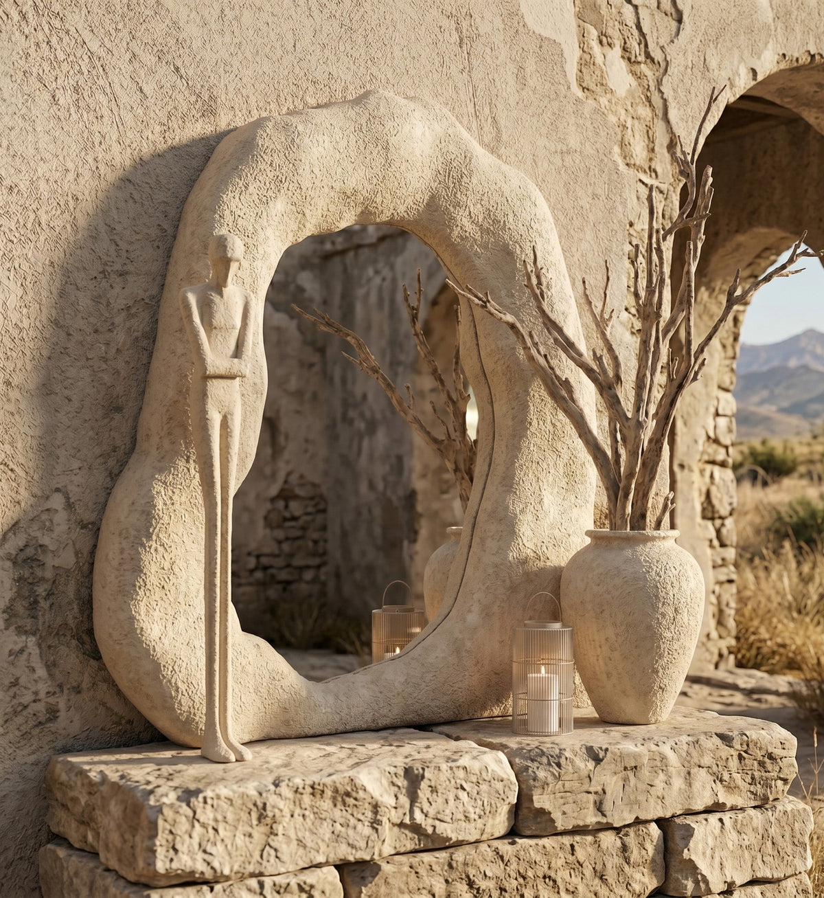 Organic Sculptural Wabi-Sabi Wall Mirror – image 4