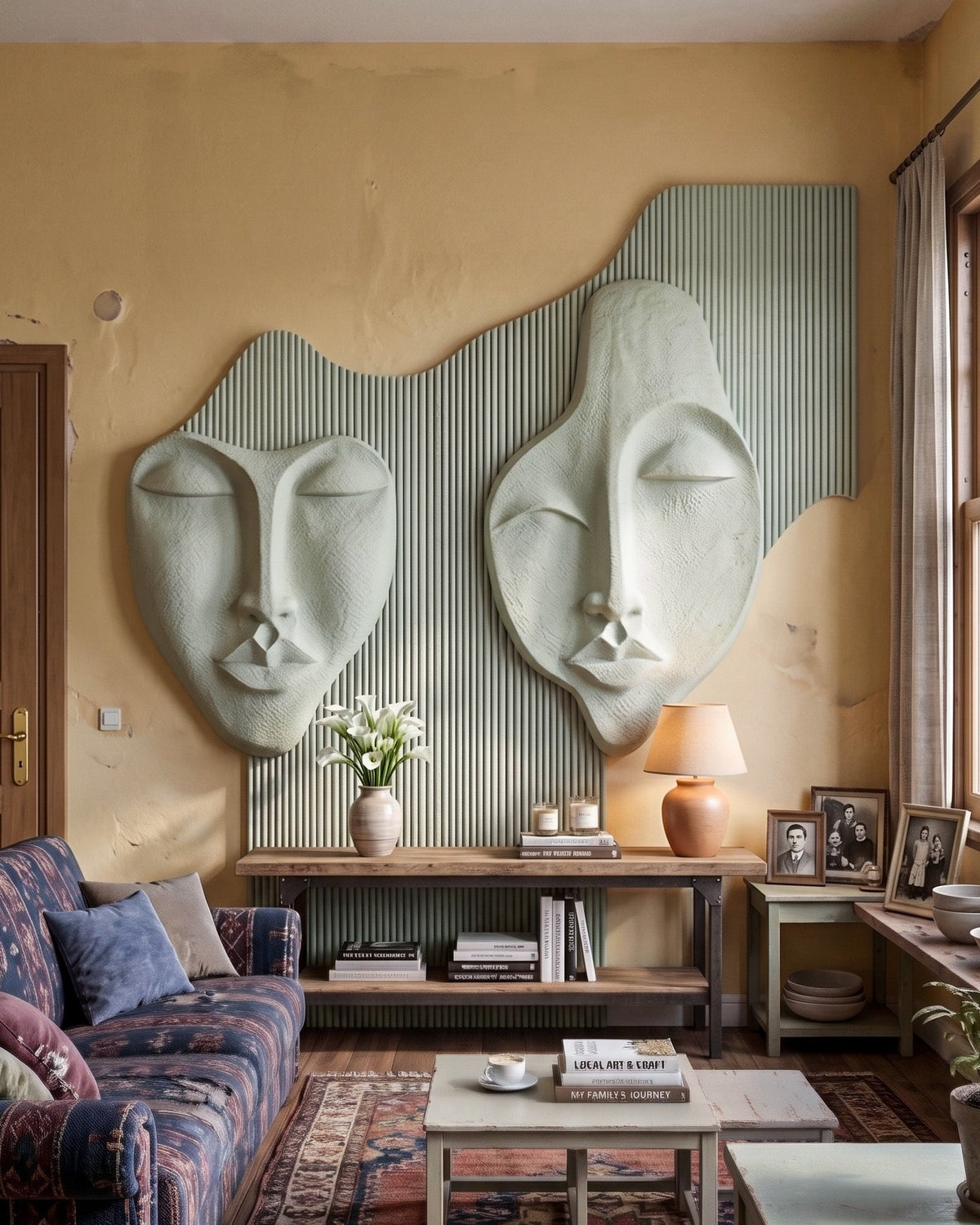 Sculptural Wabi-Sabi 3D Face Wall Relief – image 2
