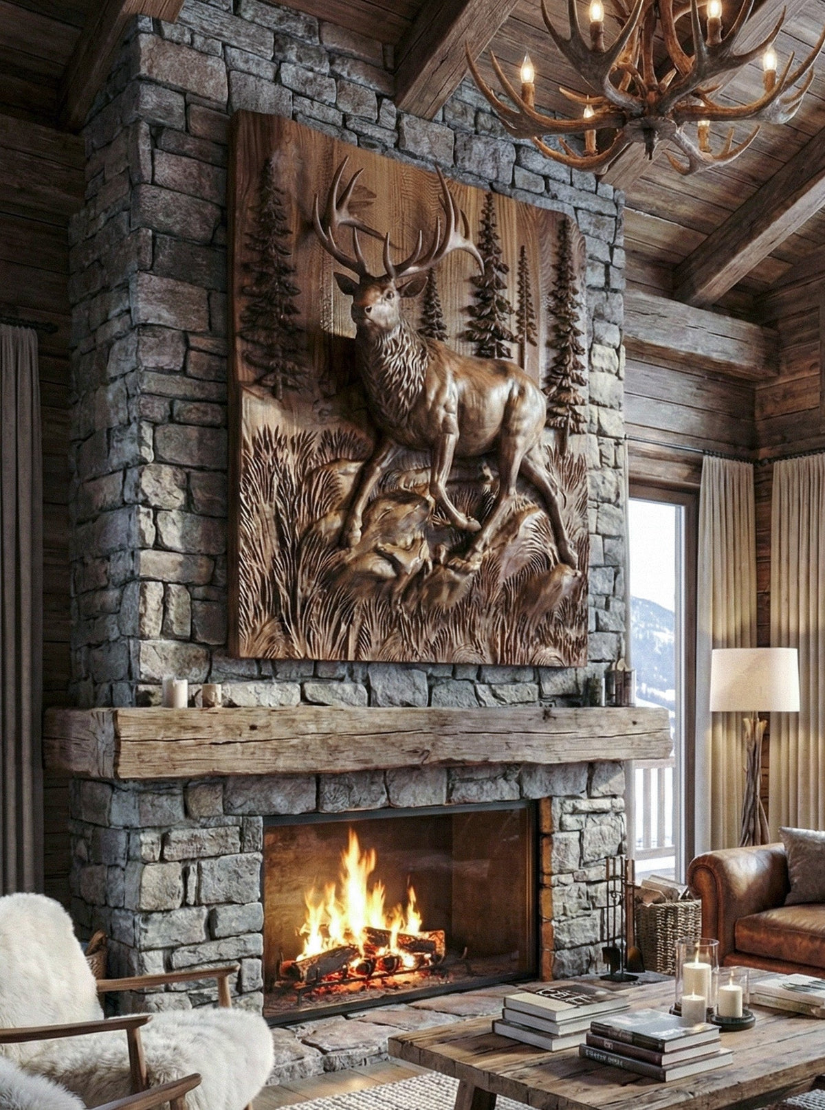 3D Walnut Deer and Elk Wall Relief – image 5