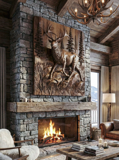 3D Walnut Deer and Elk Wall Relief – image 5