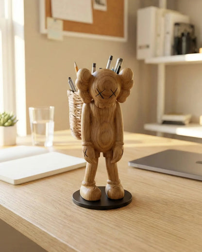 8-inch Wood Figure Pen Holder and Desk Organizer – image 2