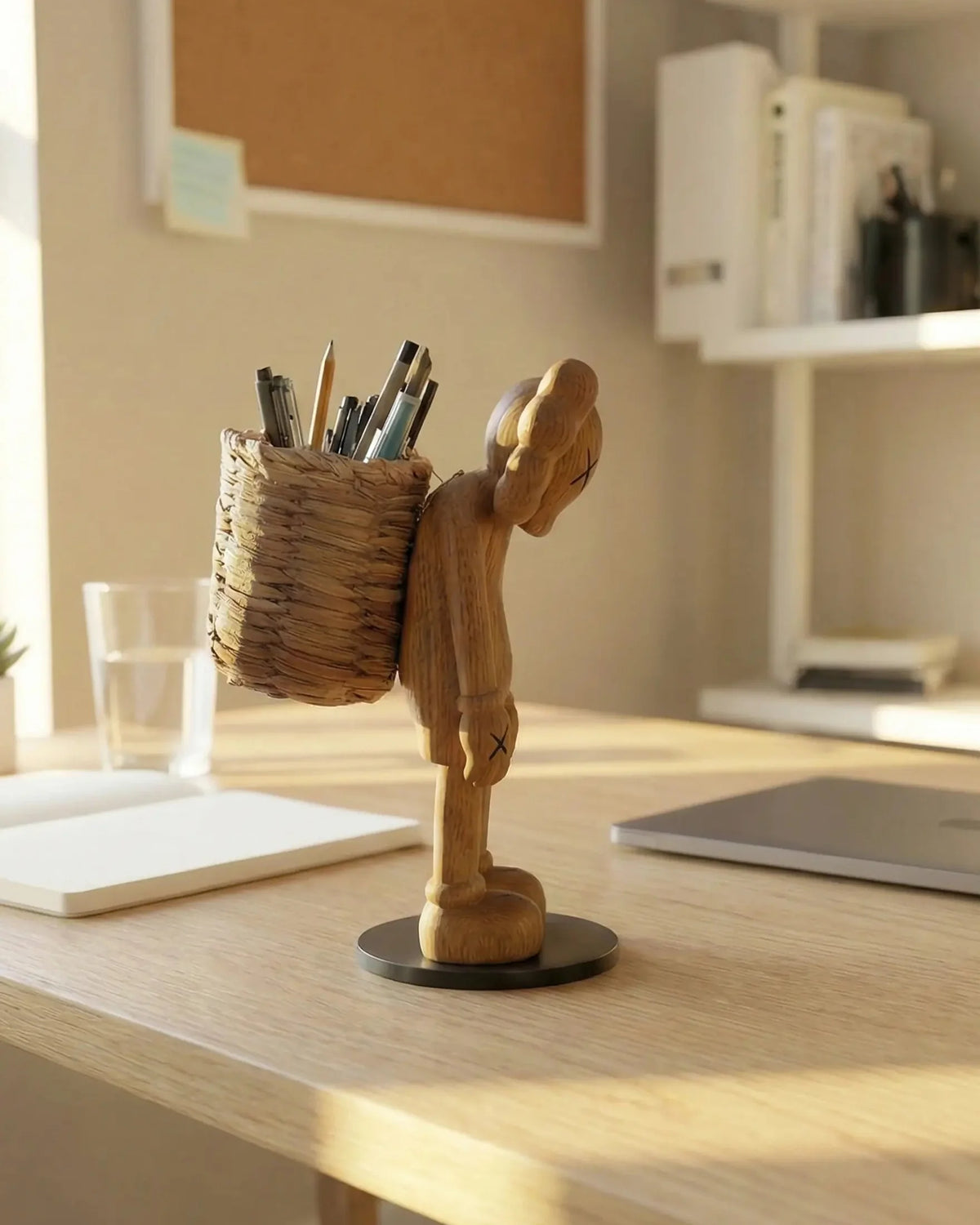 8-inch Wood Figure Pen Holder and Desk Organizer – image 1