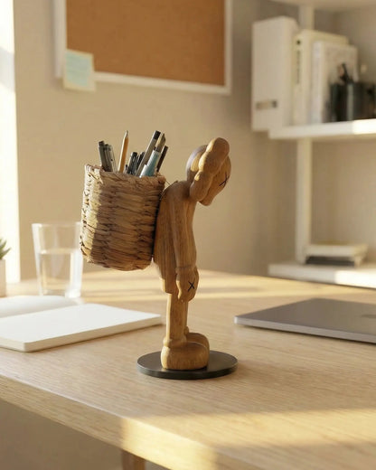 8-inch Wood Figure Pen Holder and Desk Organizer – image 1