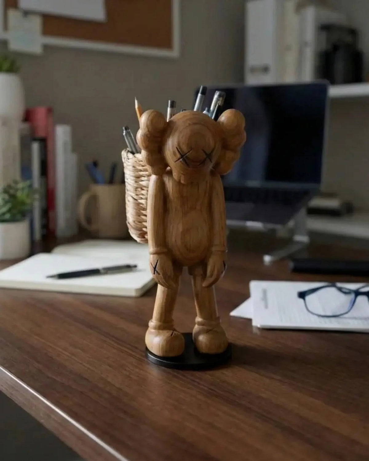 8-inch Wood Figure Pen Holder and Desk Organizer – image 4