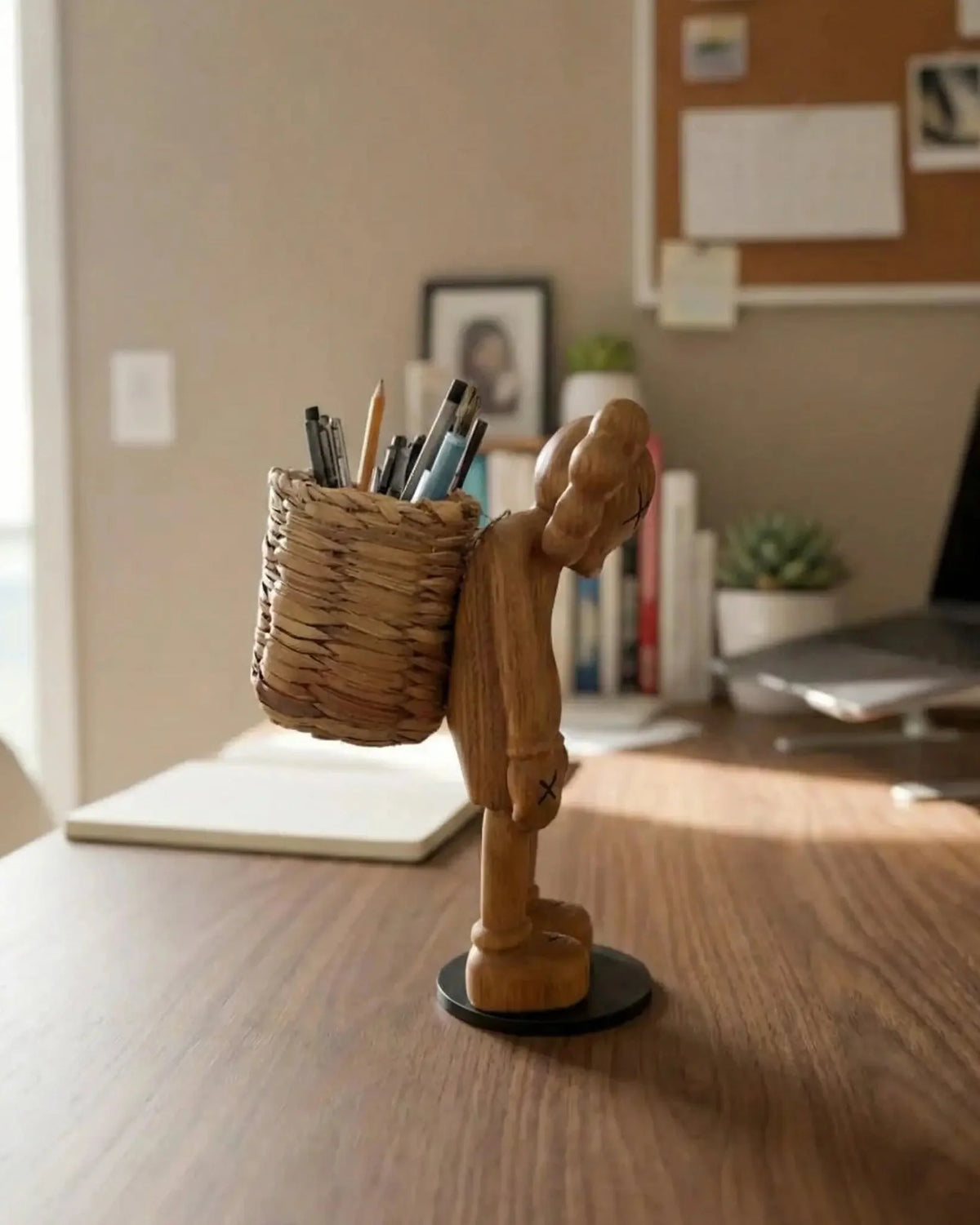 8-inch Wood Figure Pen Holder and Desk Organizer – image 5