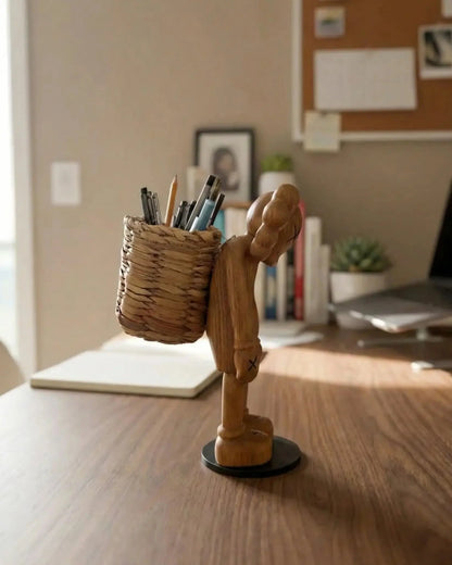 8-inch Wood Figure Pen Holder and Desk Organizer – image 5