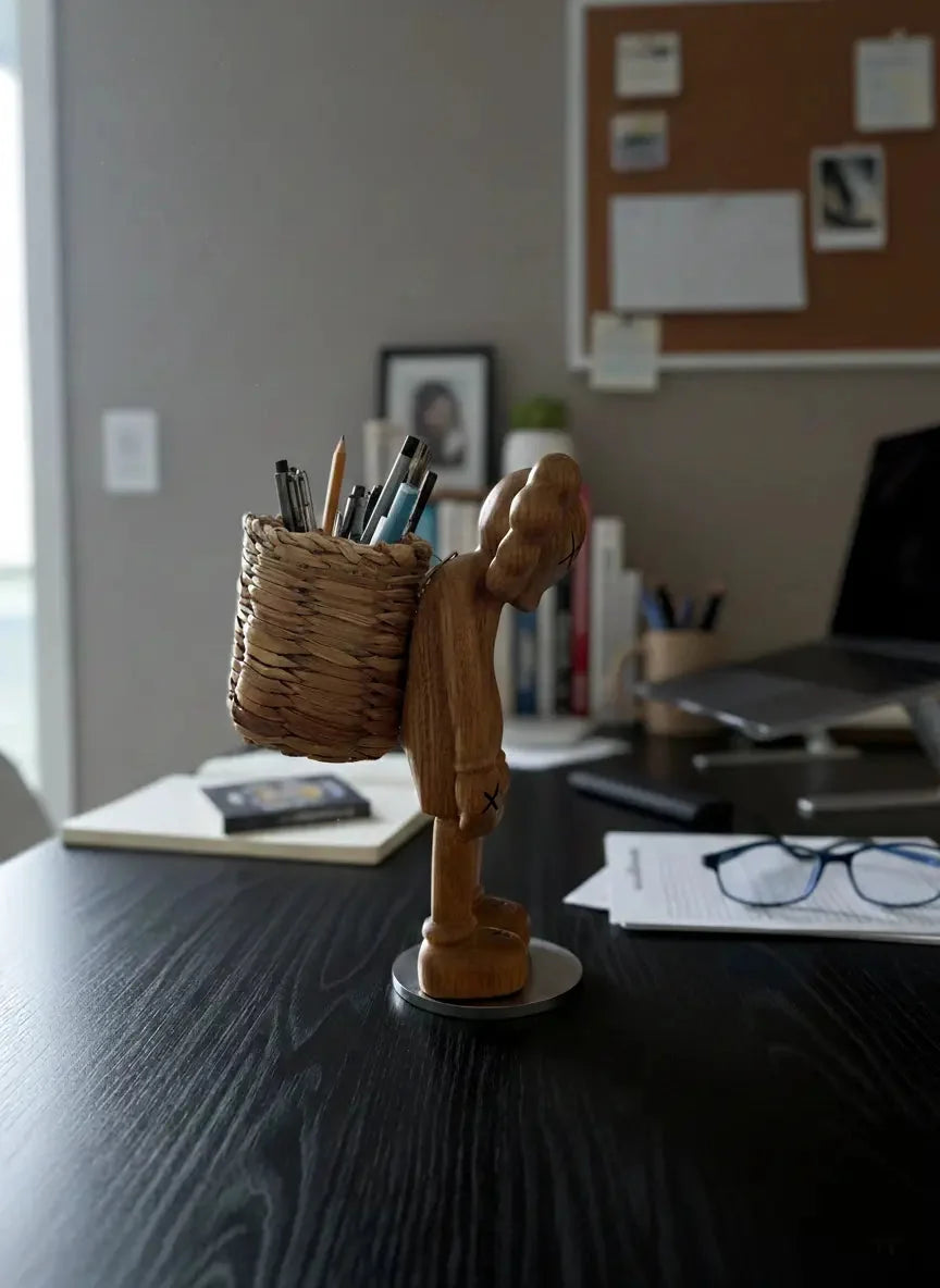 8-inch Wood Figure Pen Holder and Desk Organizer – image 6
