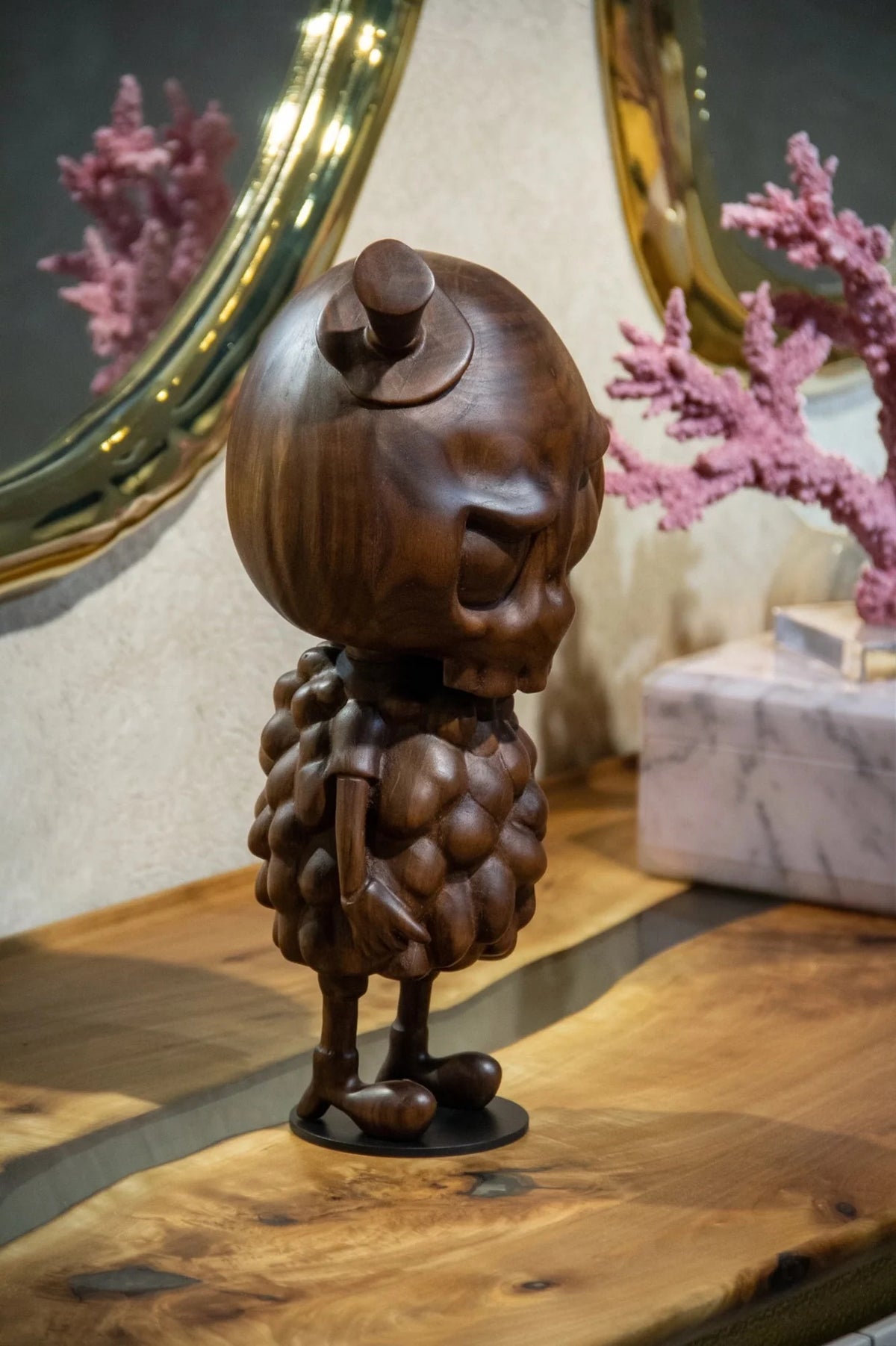 Handcrafted 15-inch Walnut Character Sculpture – image 8