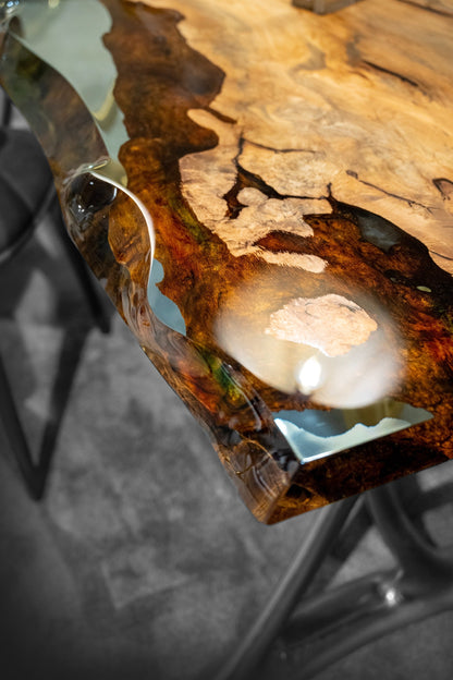 Live-Edge Linden Wood and Resin Console Table – image 2