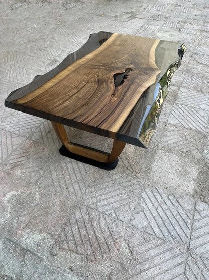 Live-Edge Epoxy Coffee Table with Wooden U-Base – image 8