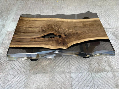 Live-Edge Epoxy Coffee Table with Wooden U-Base – image 6
